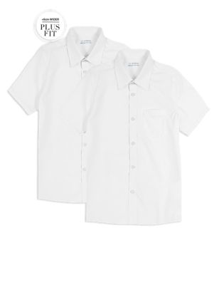 Plus Fit 2 Pack Boys&#39; Ultimate Non-Iron Short Sleeve Shirts with Stain Away&trade;